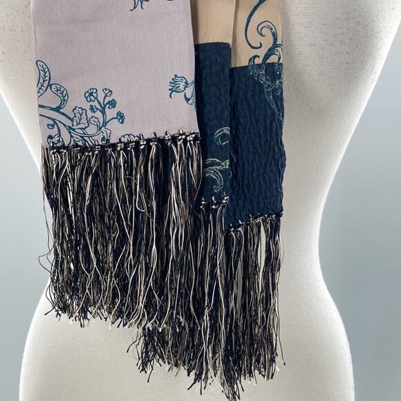 Pazuki Silk Patchwork Scarf Made In England 10.5 x 60 - Picture 13 of 13